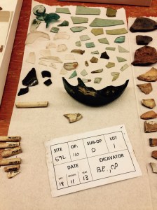 Nice clean artifacts.  We label these with the provenience, for future reference.  They actually do put these pieces together like a puzzle.